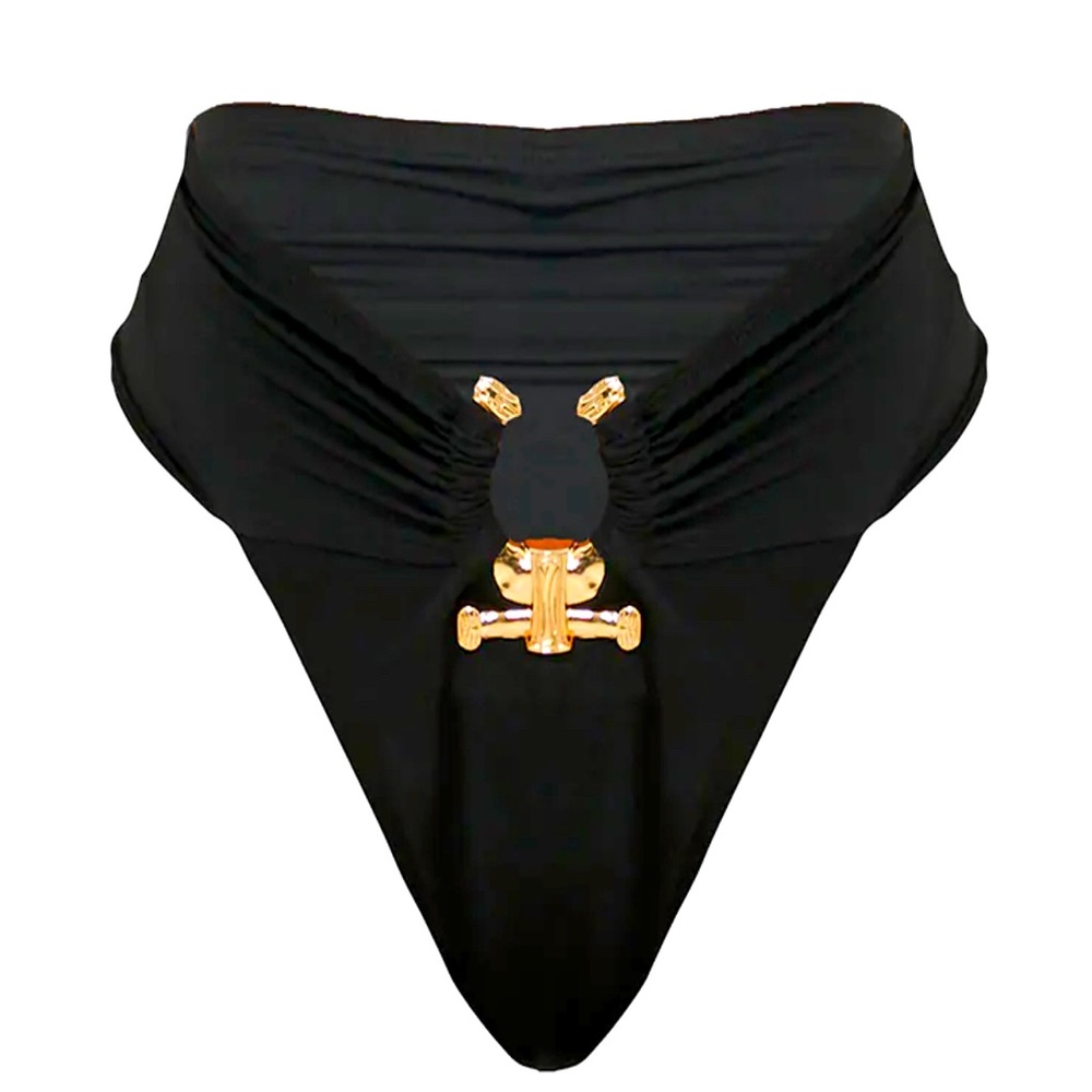 PLT Black Hammered Trim Bikini Bottoms